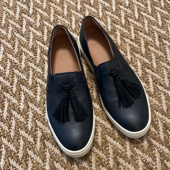 Frye Black Leather Slip-On Loafers with White Sole Frye Ivy Leather Venetian Loafers | Dillard main image 4